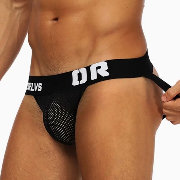 ORLVS Men's Black Sexy Low Waist Jockstrap Large - Picture 2 of 9
